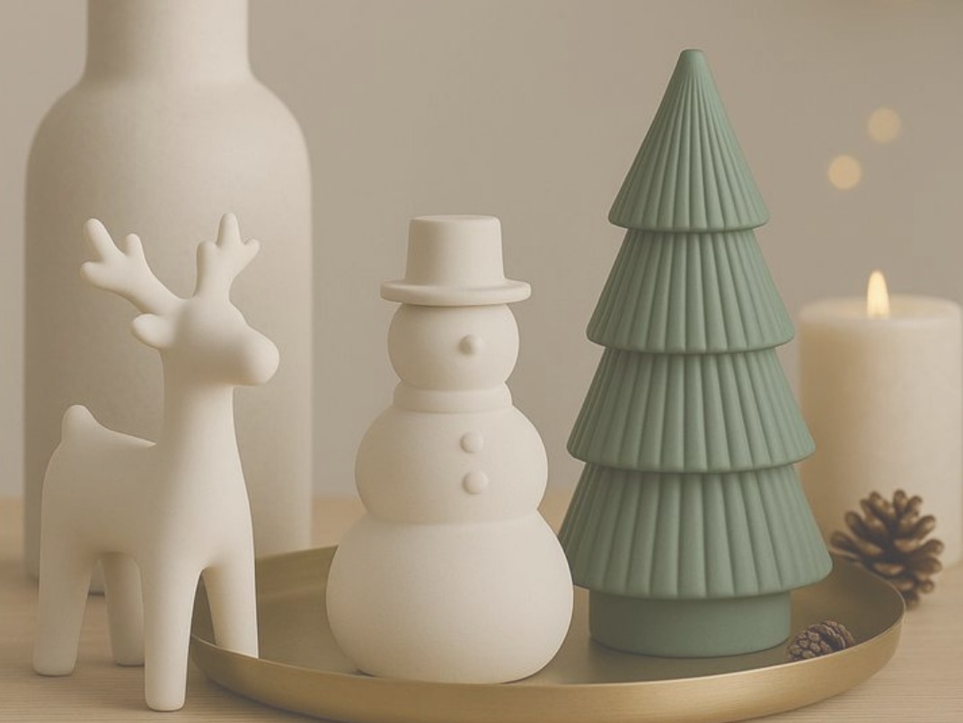 Bandeja com árvores e personagens natalinos do catálogo Duo Print 3D